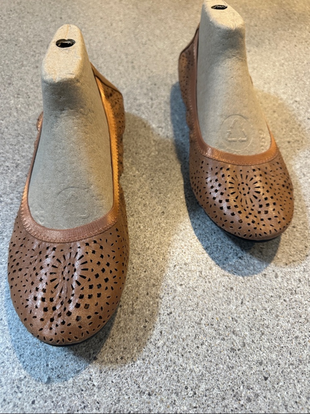 Vionic Perforated Ballet Flats - Camel Brown